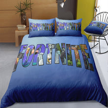 Load image into Gallery viewer, 3D Cartoon Bedding Suit Fortnites Quilt Cover Fortress Night Printed Bed Spead Child Bedroom Bed Duvet Cover Bedclothes 3pcs Set