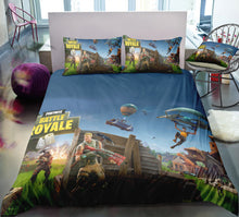 Load image into Gallery viewer, 3D Cartoon Bedding Suit Fortnites Quilt Cover Fortress Night Printed Bed Spead Child Bedroom Bed Duvet Cover Bedclothes 3pcs Set
